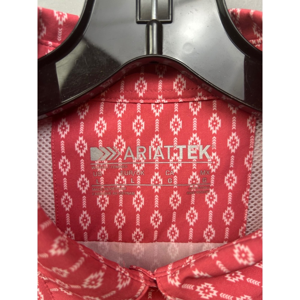 Ariat Shirt Womens Large Red Southwestern AriatTEK Performance Western Button Up - Picture 5 of 11
